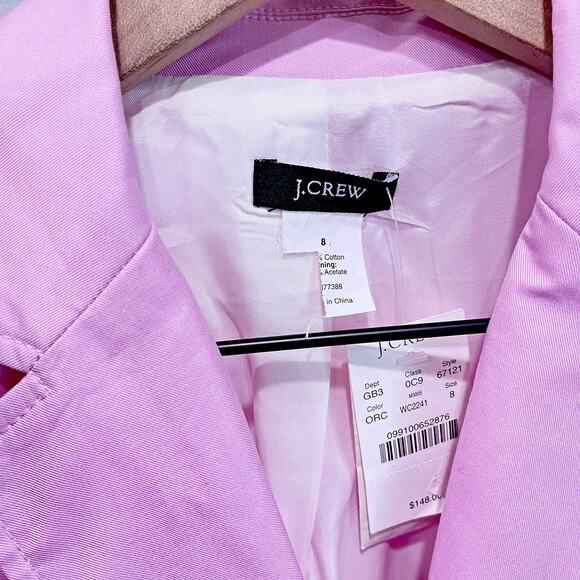 J CREW Cotton Schoolboy Blazer Pastel Pink Lightweight Summer Preppy Womens 8 - Picture 6 of 6